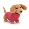 Jellycat Sweater Sausage Dog Pink 14 X 7 Cm